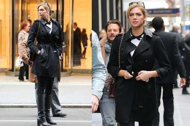 kate upton black trench